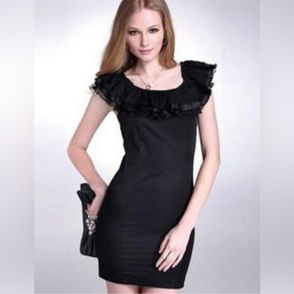 Moonbasa - Ruffle-Collar Sheath Dress (Medium - Asian size)